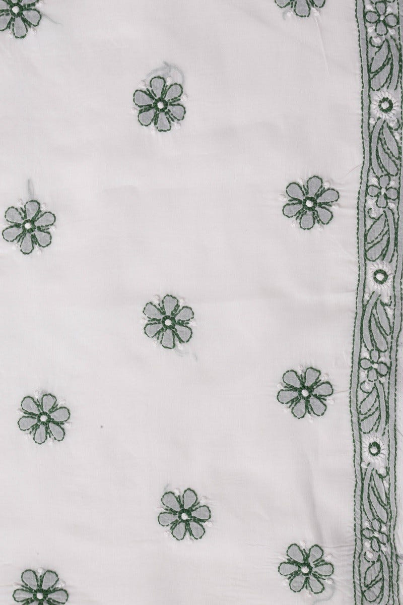 Ada Hand Embroidered White Cotton Lucknowi Chikankari Unstitched Suit Piece A195741