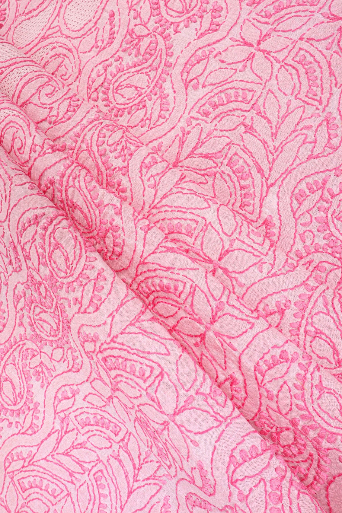 Ada Hand Embroidered Baby Pink Cotton Lucknowi Chikankari Unstitched Suit Piece A579182