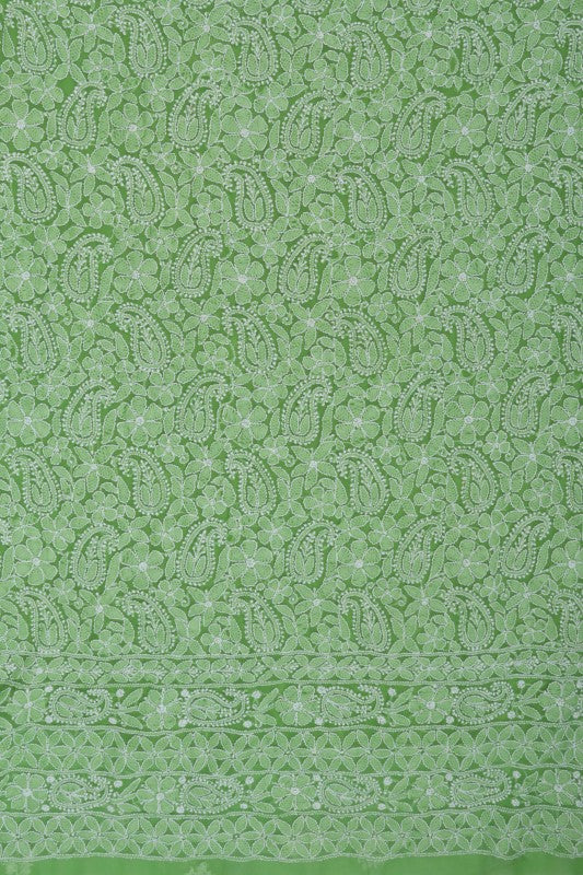 Ada Hand Embroidered Green Georgette Lucknowi Chikan Unstitched Suit Piece A616879