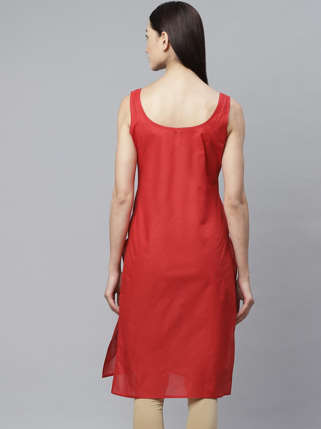 Ada Red and White Cotton Long Slips Combo of 2  A301831.