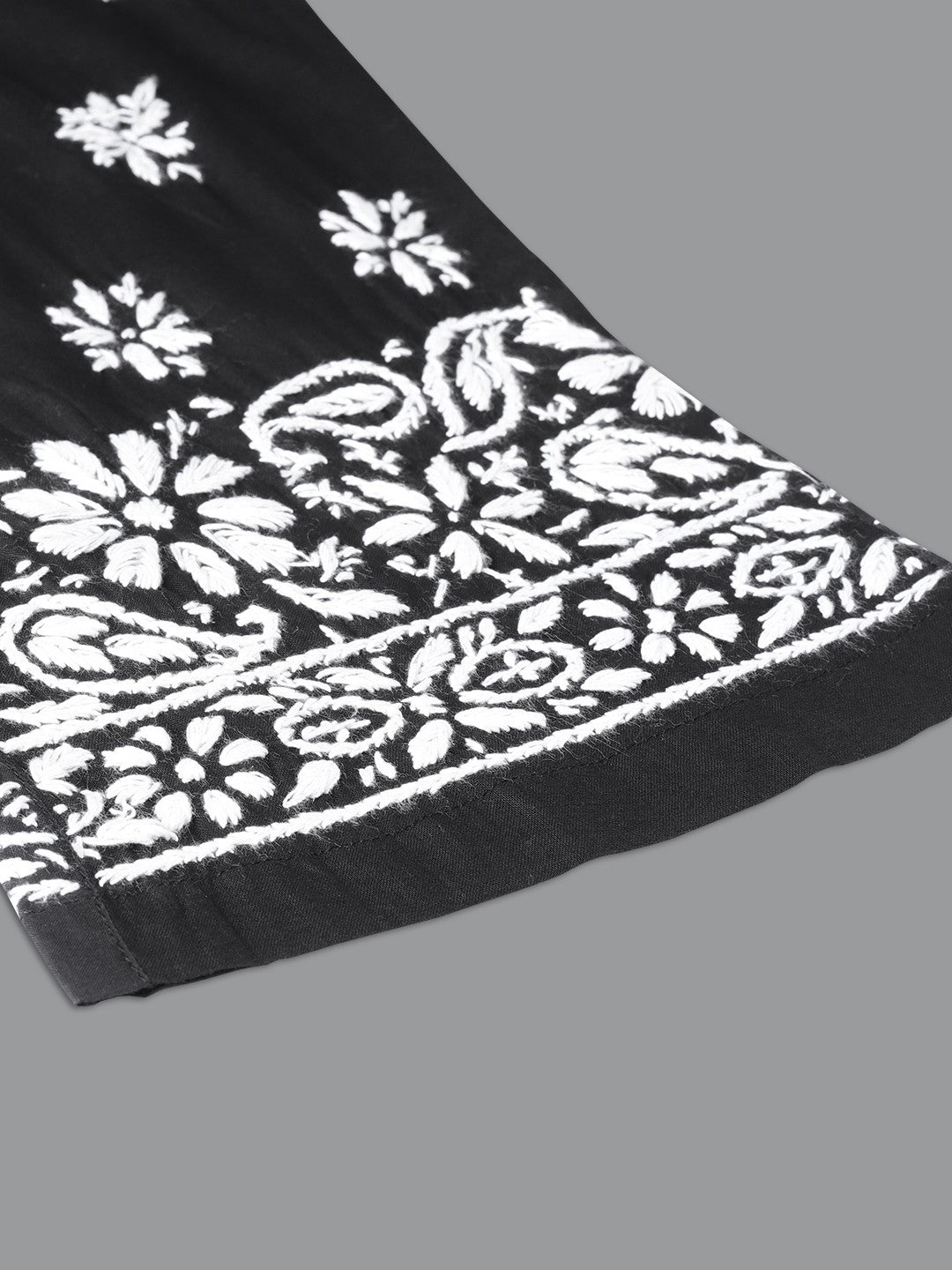 Ada Hand Embroidered White Cotton Lucknowi Chikankari Kurta with Palazzo Set A100021