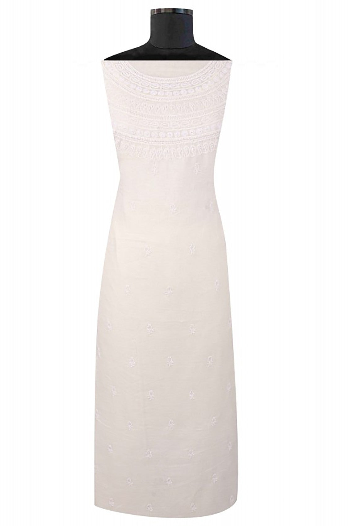 Ada Hand Embroidered Cream Cotton Lucknowi Chikankari Kurta Piece A136889