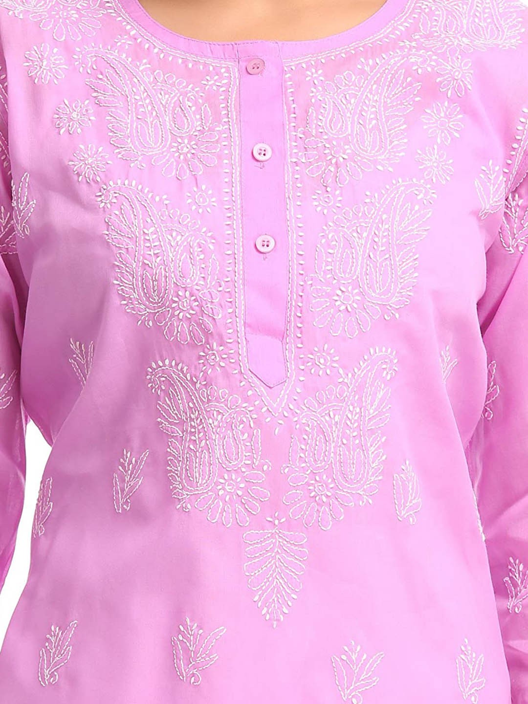 Ada Hand Embroidered Lavender Cotton Lucknowi Chikankari Straight Kurta A231691