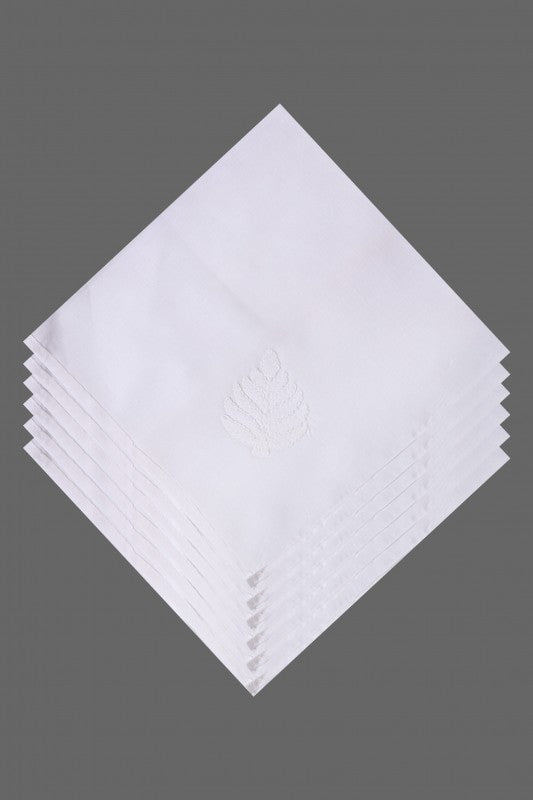 Ada Hand Embroidered White Cotton Lucknowi Chikankari Dining Table Placemat Set A359890