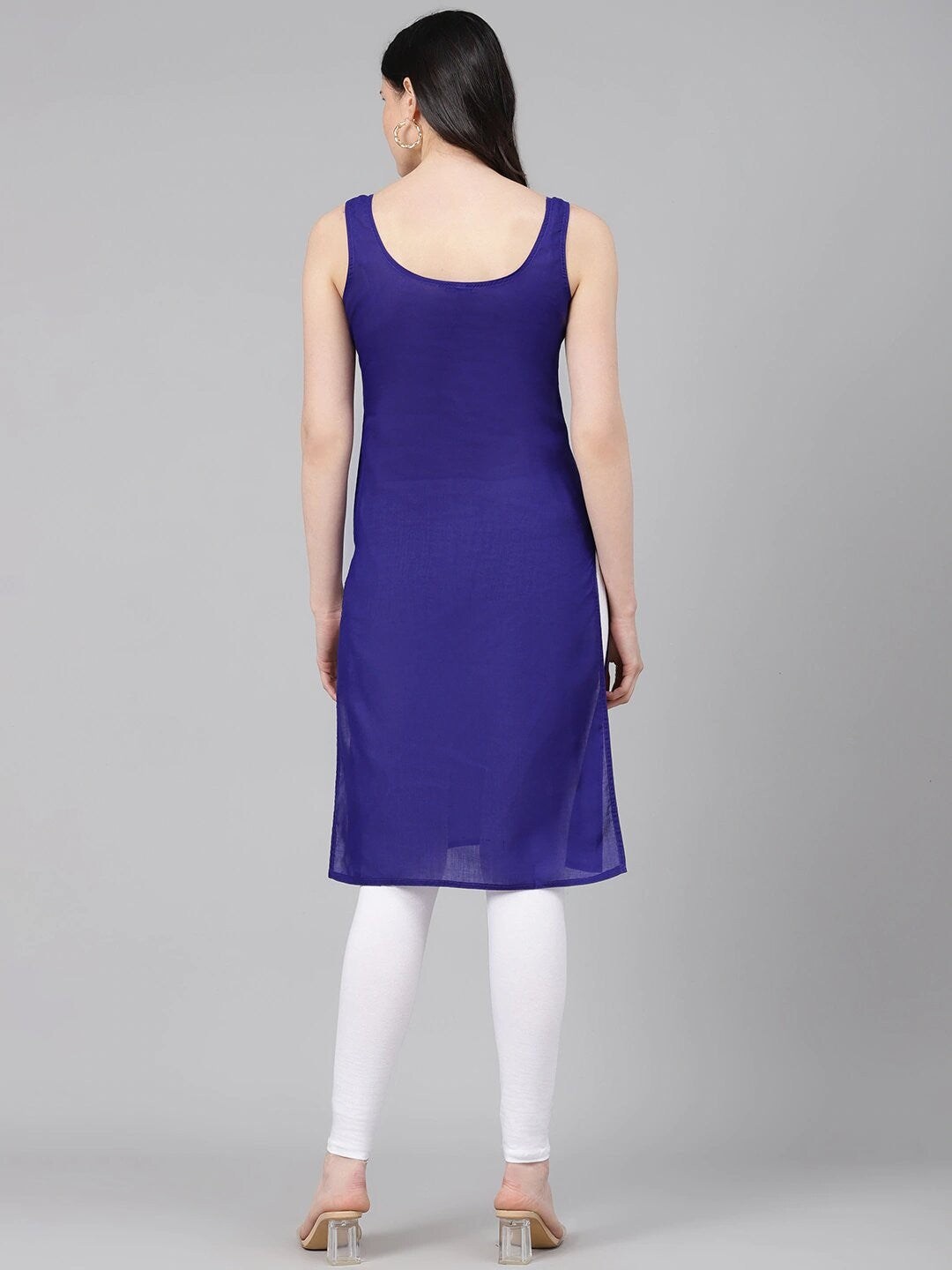 Ada Royal Blue and Black Cotton Long Slips Combo of 2  A330251.