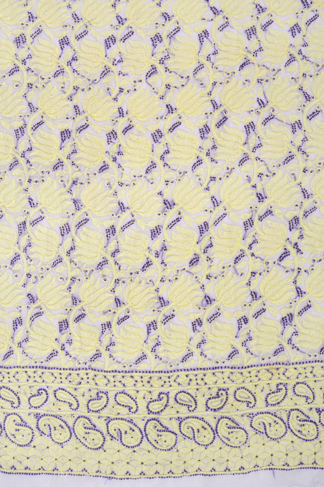 Ada Hand Embroidered White Georgette Lucknowi Chikankari Unstitched Suit Piece 01A24375