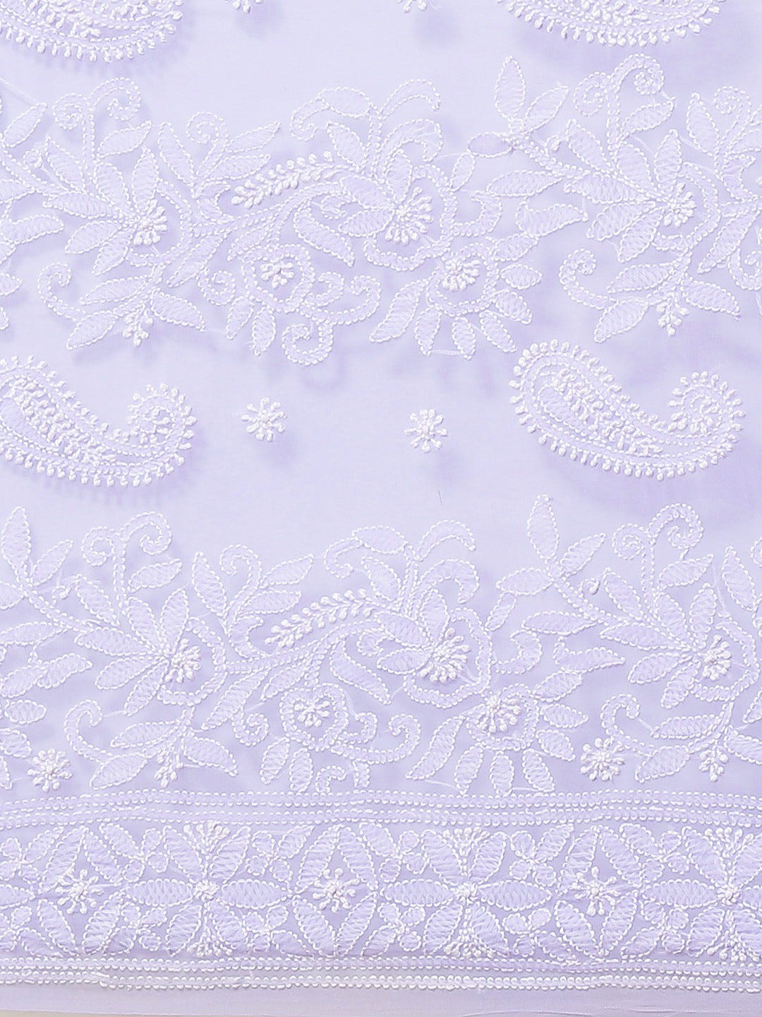Ada Hand Embroidered Lavender Georgette Lucknow Chikan Saree With Blouse- A311239