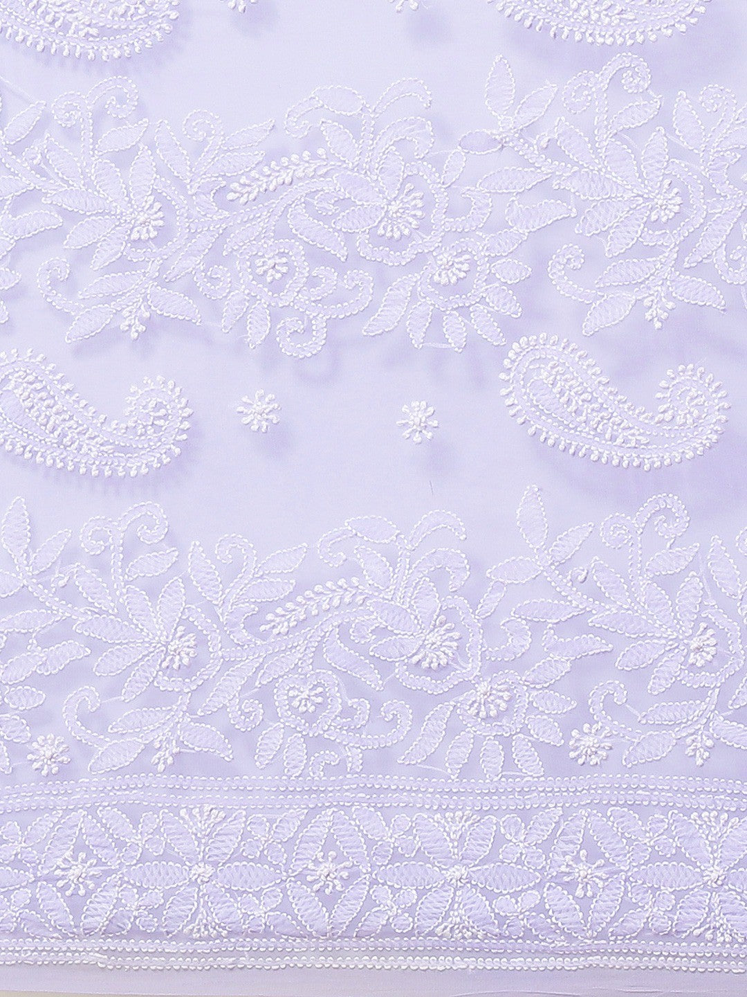 Ada Hand Embroidered Lavender Georgette Lucknow Chikan Saree With Blouse- A311239