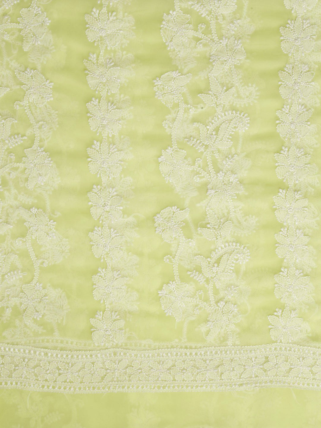Ada Hand Embroidered Lemon Georgette Lucknowi Chikankari Dupatta A100449
