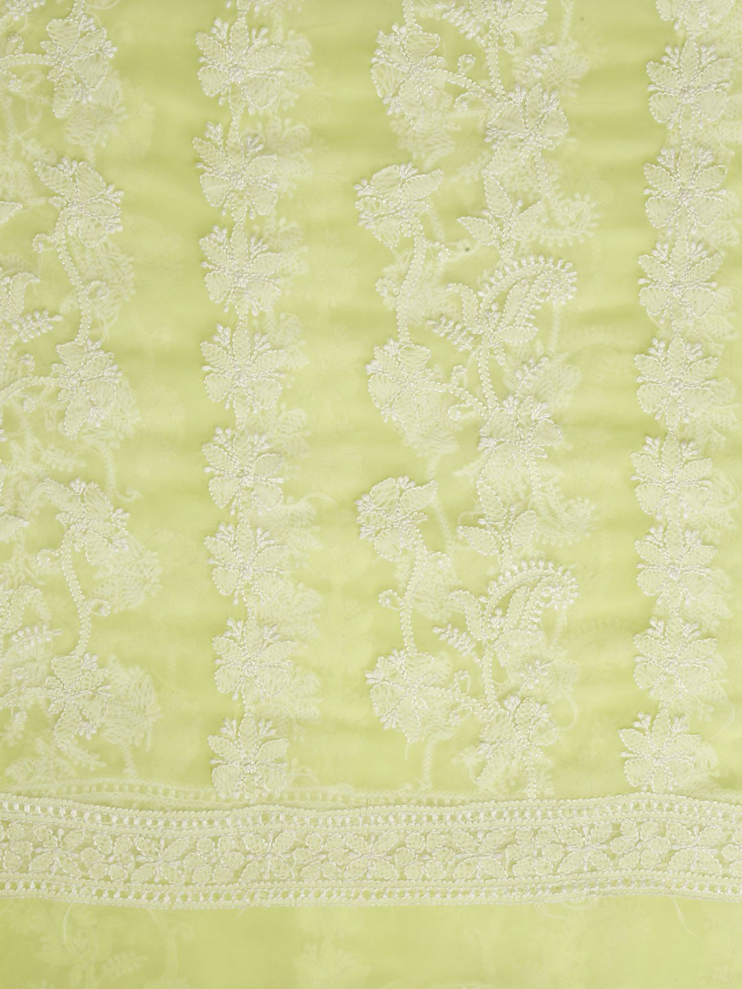 Ada Hand Embroidered Lemon Georgette Lucknowi Chikankari Dupatta A100449
