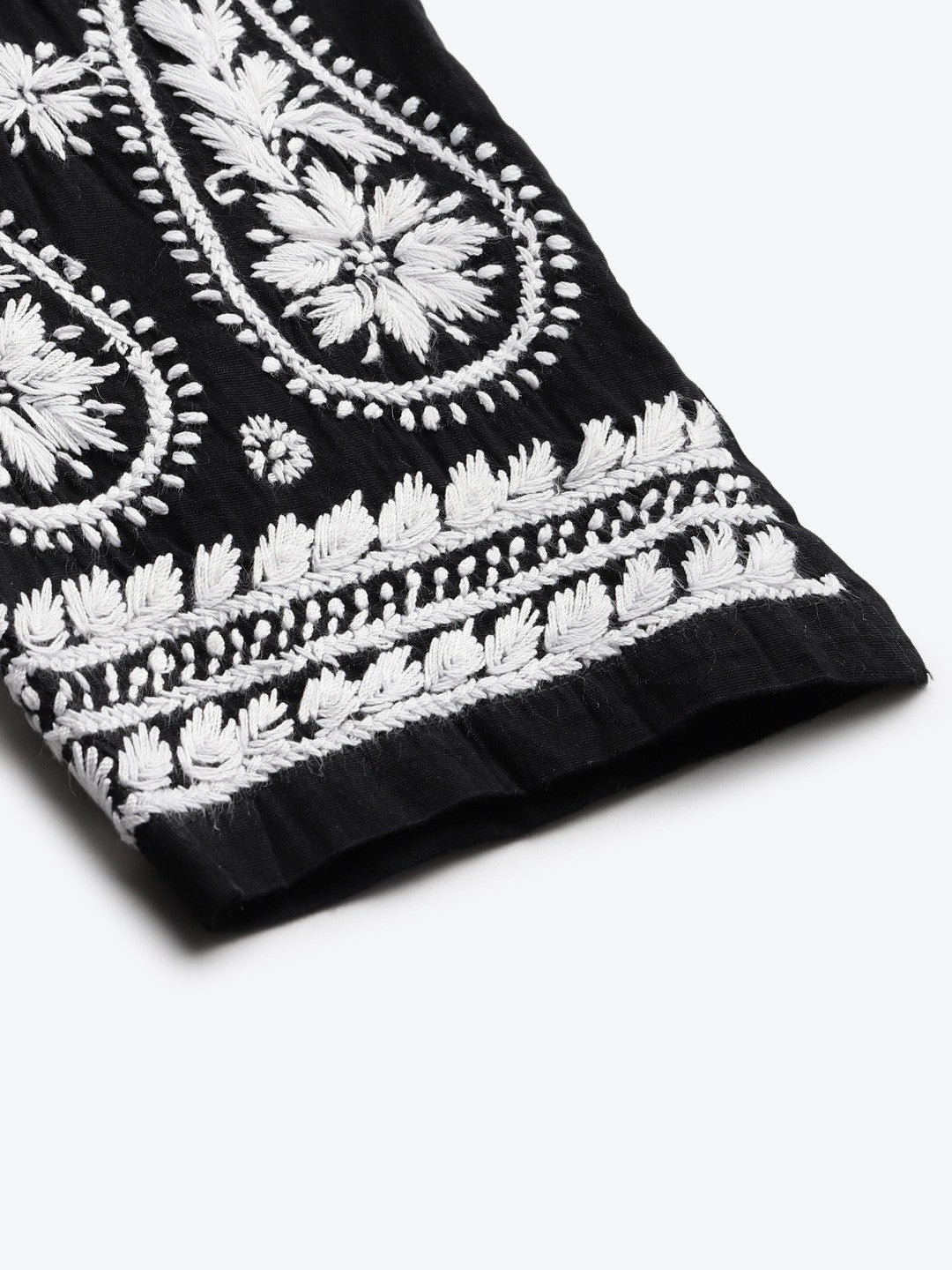 Ada Hand Embroidered Black Cotton Lucknowi Chikankari Palazzo A711125