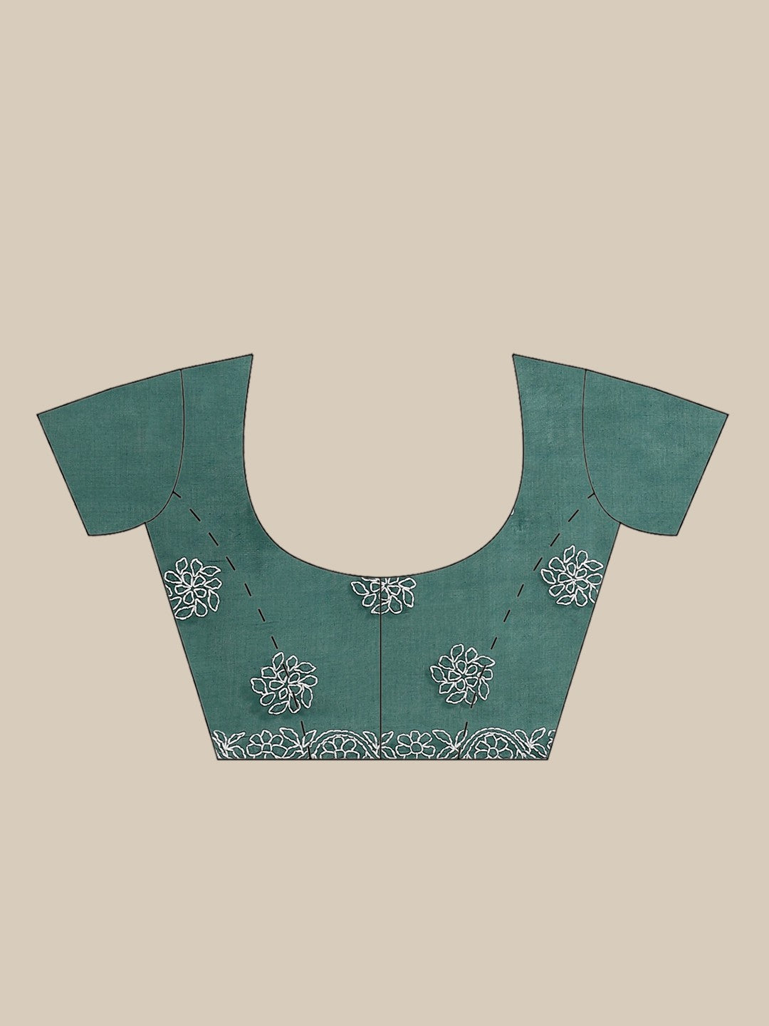 Ada Hand Embroidered Dark Green Cotton Lucknow Chikan Saree With Blouse A311148