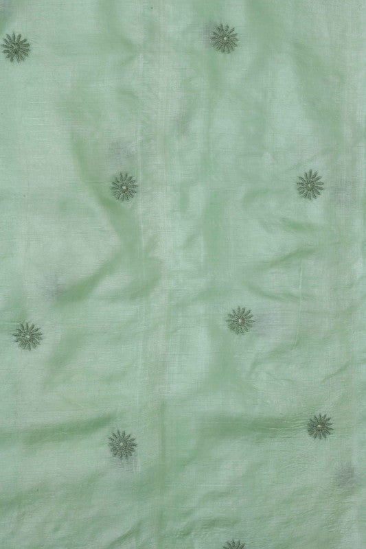 Ada Hand Embroidered Sea Green Silk Lucknowi Chikankari Saree With Blouse-A608646