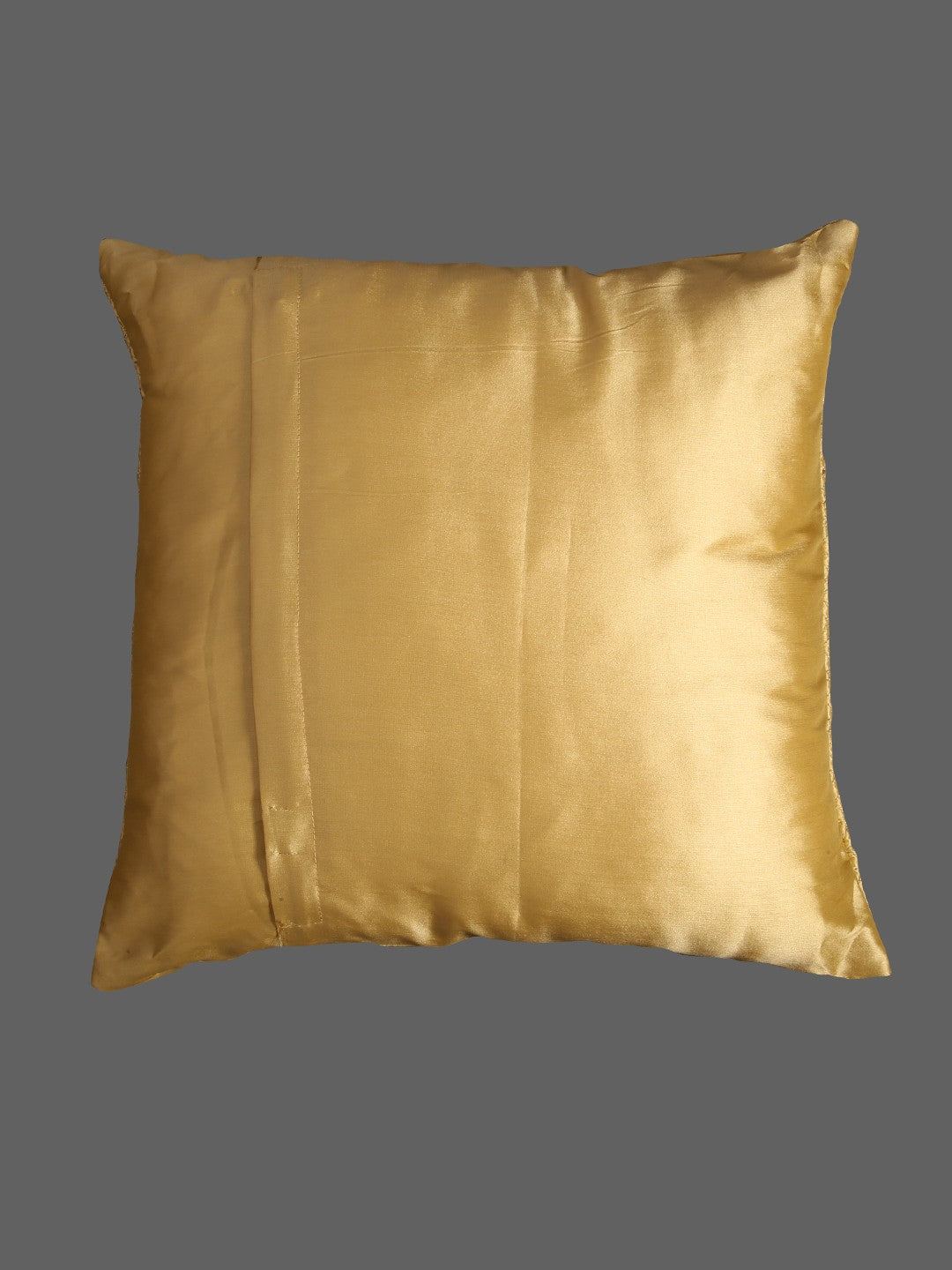 Ada Hand Embroidered Fawn Chanderi Lucknow Chikankari Cushion Cover with Muqaish Work 01A134565