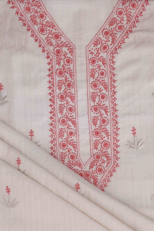 Ada Hand Embroidered Cream Cotton Lucknow Chikankari Kurta Piece A58134
