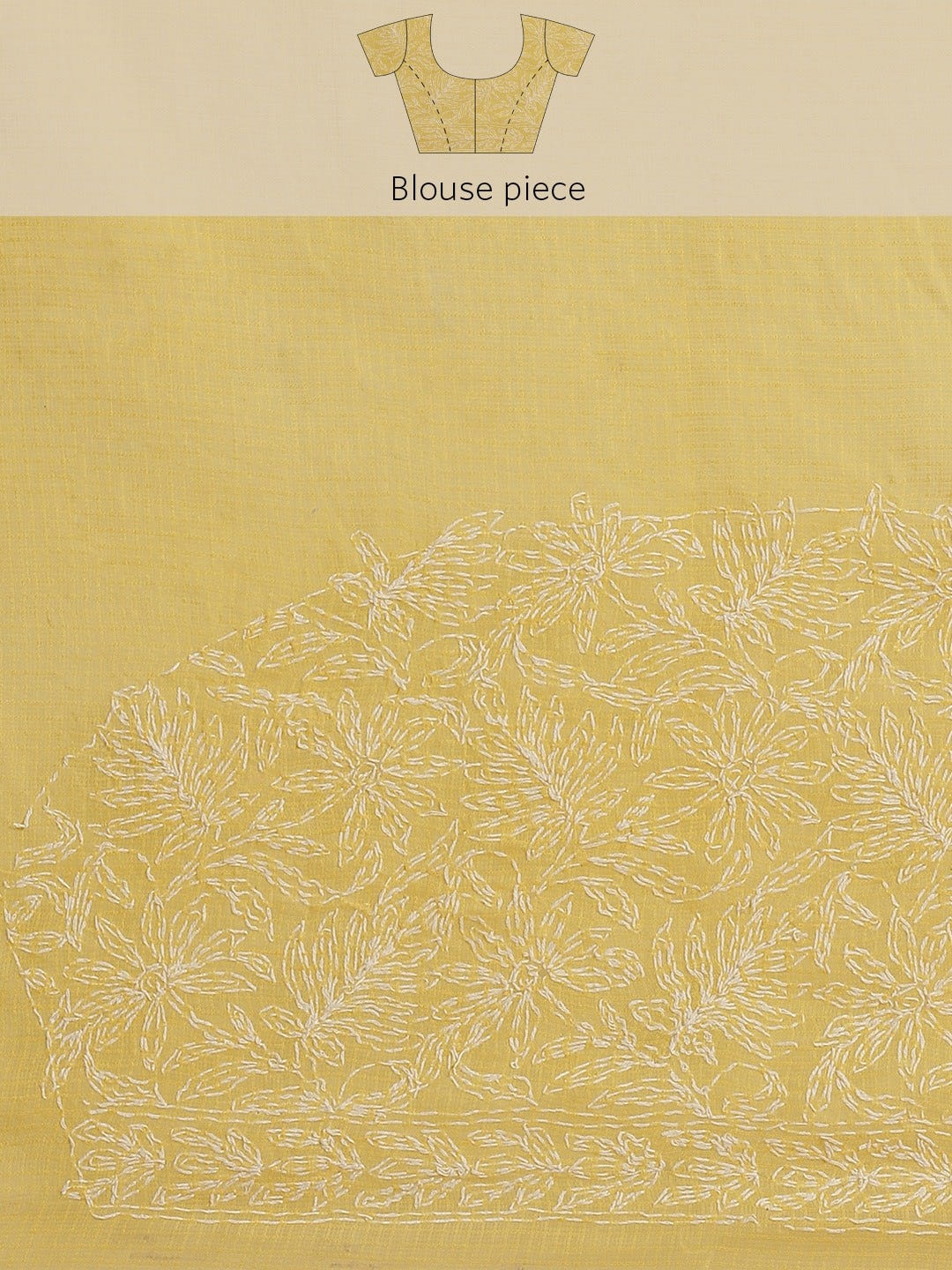 Ada Hand Embroidered Yellow Kota Lucknow Chikan Saree With Blouse-A311288