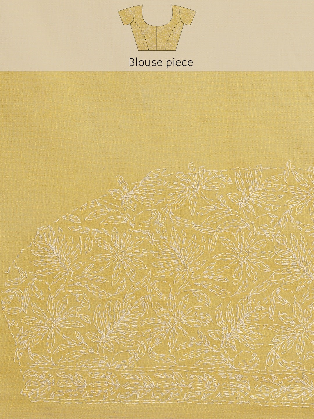 Ada Hand Embroidered Yellow Kota Lucknow Chikan Saree With Blouse-A311288