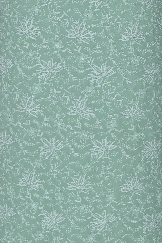Ada Hand Embroidered Sea Green Pure Georgette Chikan Unstitched Suit Piece- A49696