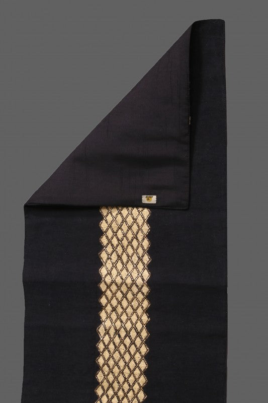 Ada Hand Embroidered Black Cotton Lucknowi Chikankari Table Runner With Muqaish Work 01A101912