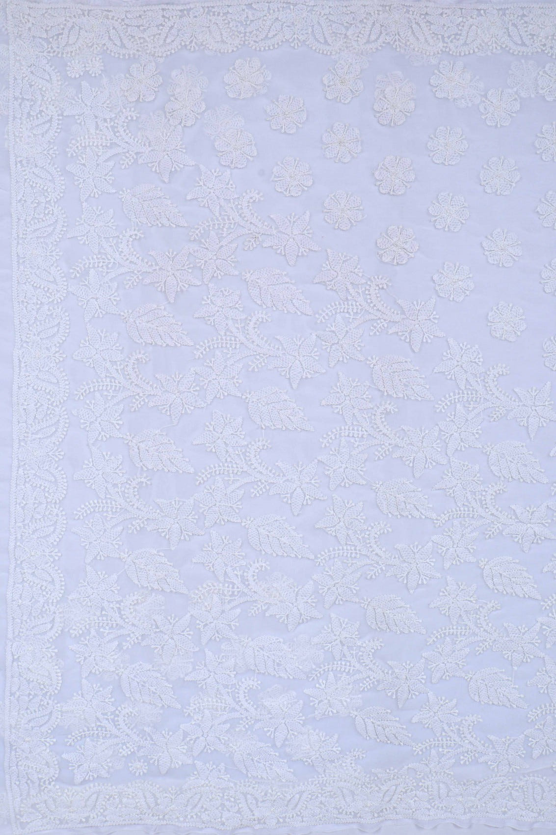 Ada Hand Embroidered White Georgette Lucknowi Chikankari Saree With Blouse A621568