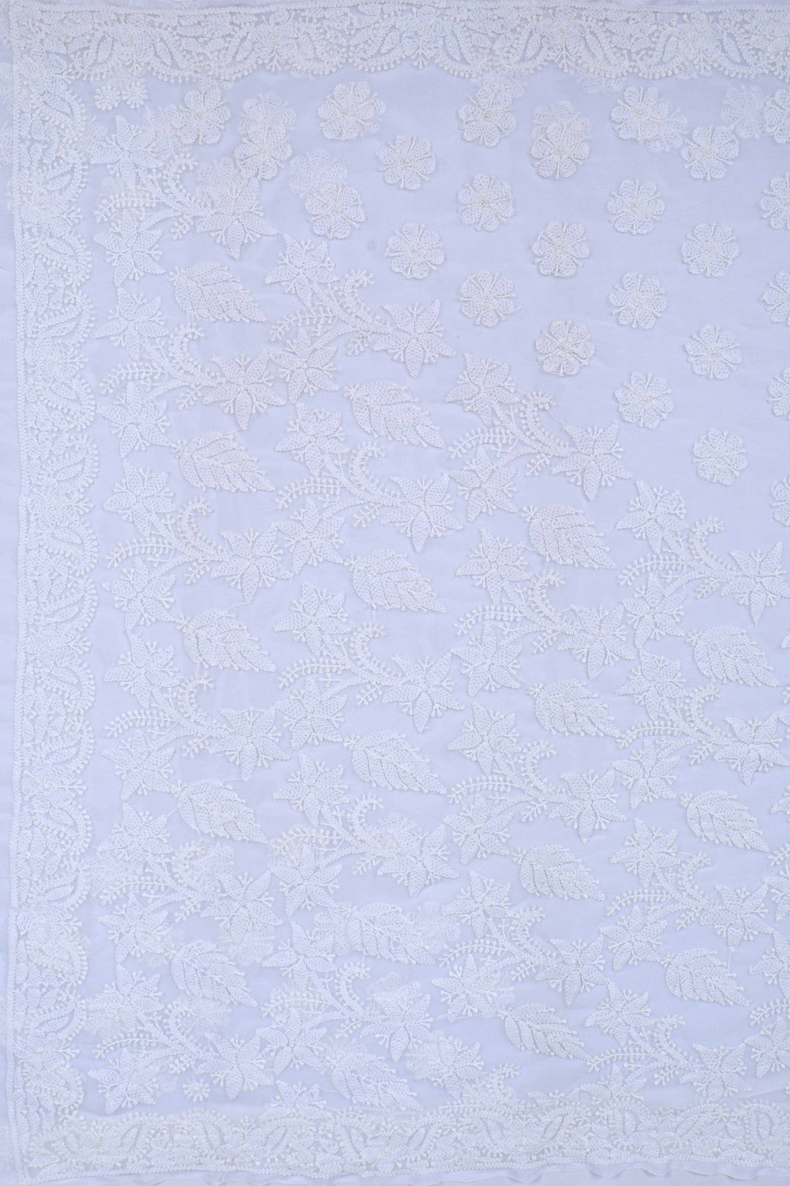 Ada Hand Embroidered White Georgette Lucknowi Chikankari Saree With Blouse A621568
