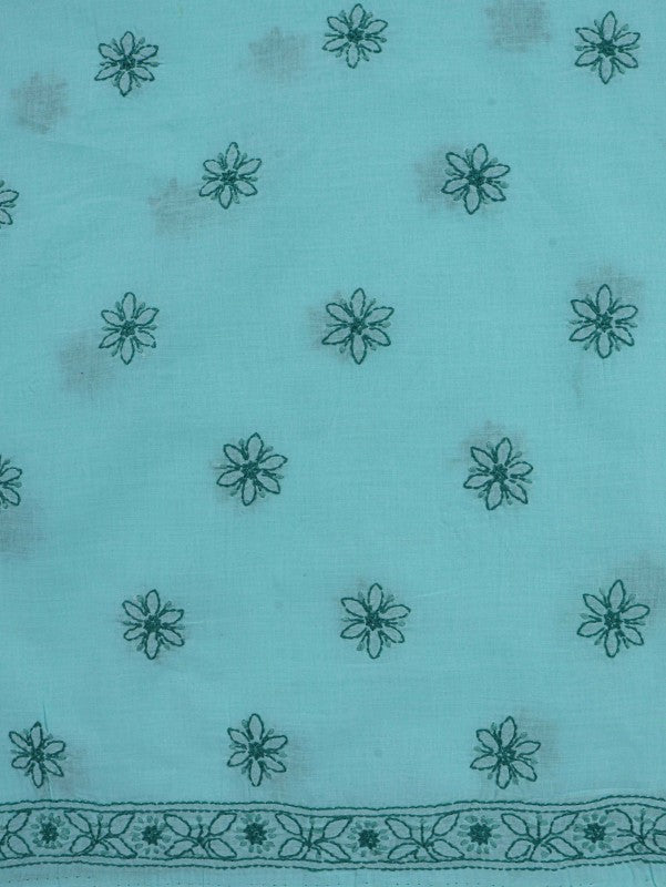 Ada Hand Embroidered Sea Green Cotton Lucknowi Chikankari Unstitched Suit Piece 01A178585