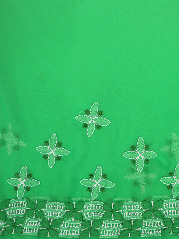 Ada Hand Embroidered Emerald Green Georgette Lucknowi Chikankari Saree With Blouse A223503