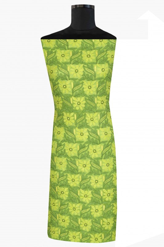 Ada Hand Embroidered Green Georgette Lucknowi Chikan Unstitched Kurta Piece A611841