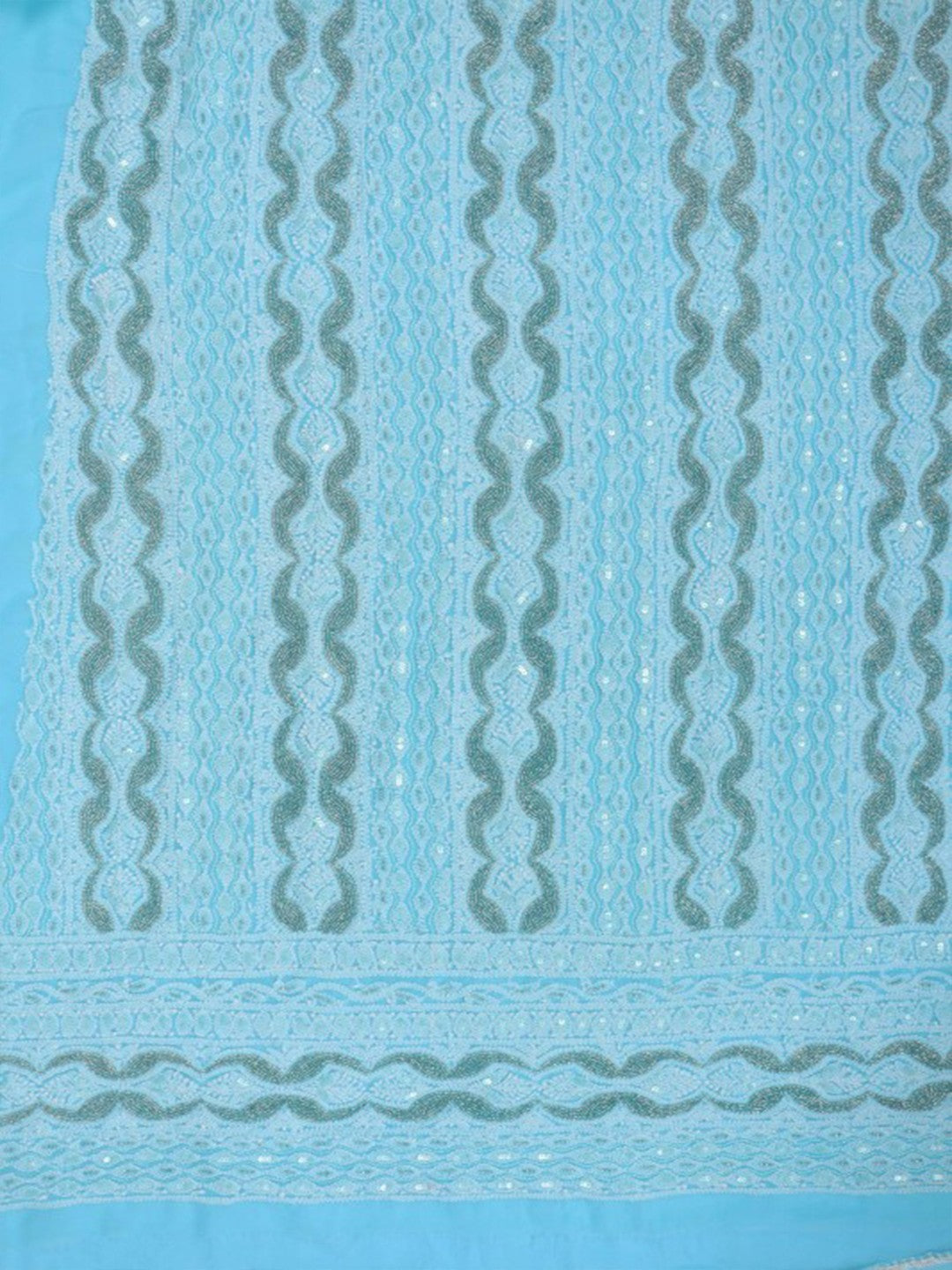 Ada Hand Embroidered Pastel Blue Georgette Lucknowi Chikankari Unstitched Suit Piece With Pearl Work 01A172899