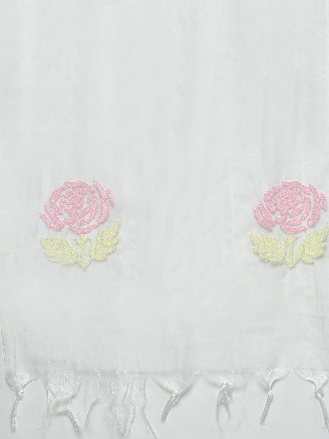 Ada Hand Embroidered White Organza Lucknowi Chikankari Dupatta– A511117