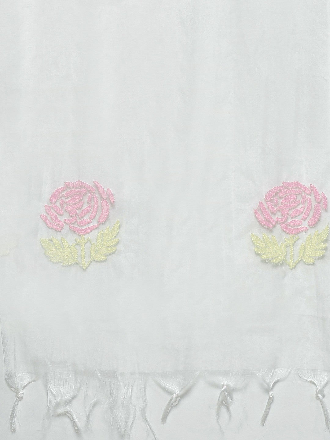 Ada Hand Embroidered White Organza Lucknowi Chikankari Dupatta– A511117