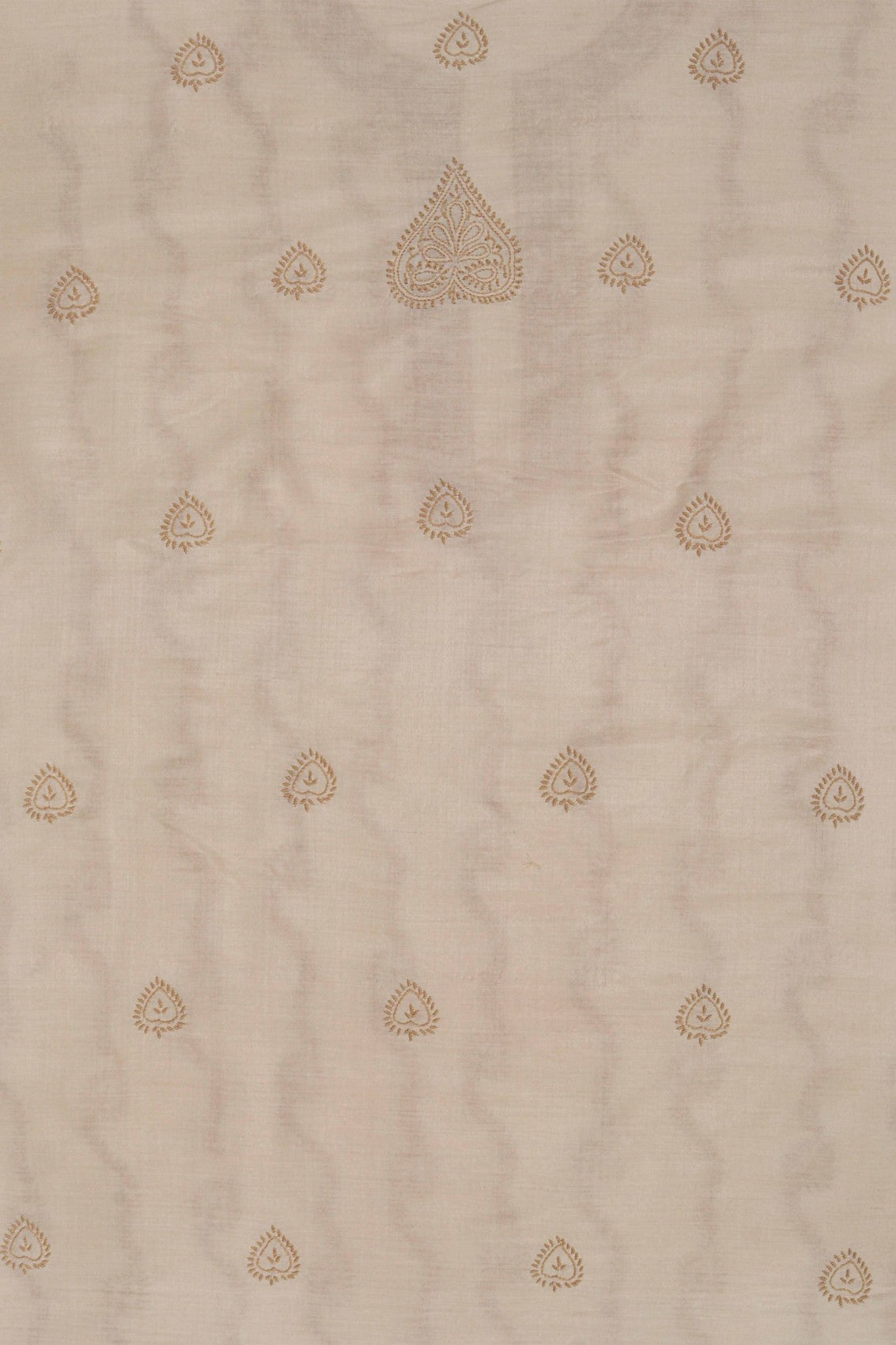 Ada Hand Embroidered Natural Fawn Moonga Silk Lucknowi Chikankari Men's Kurta Piece 01A233115
