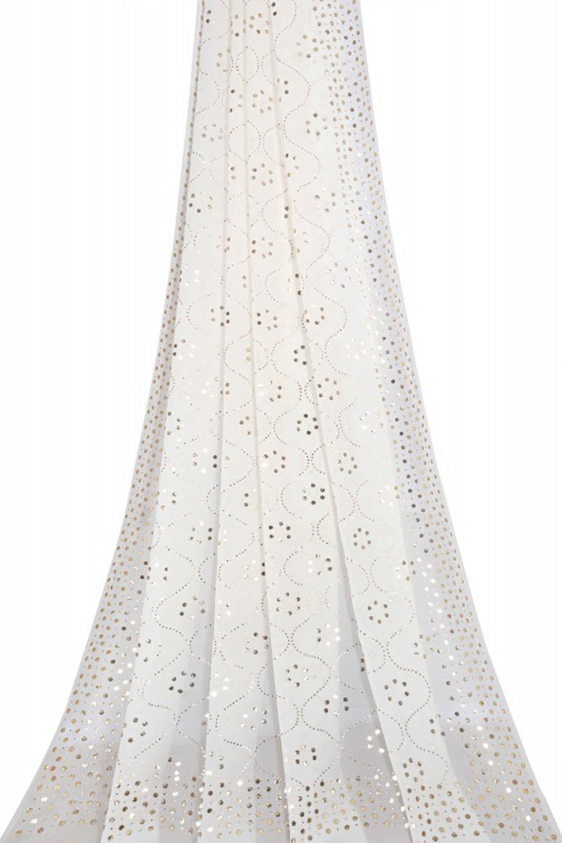 Ada Hand Embroidered White Pure Georgette Lucknowi Chikankari Dupatta With Muqaish Work A614196