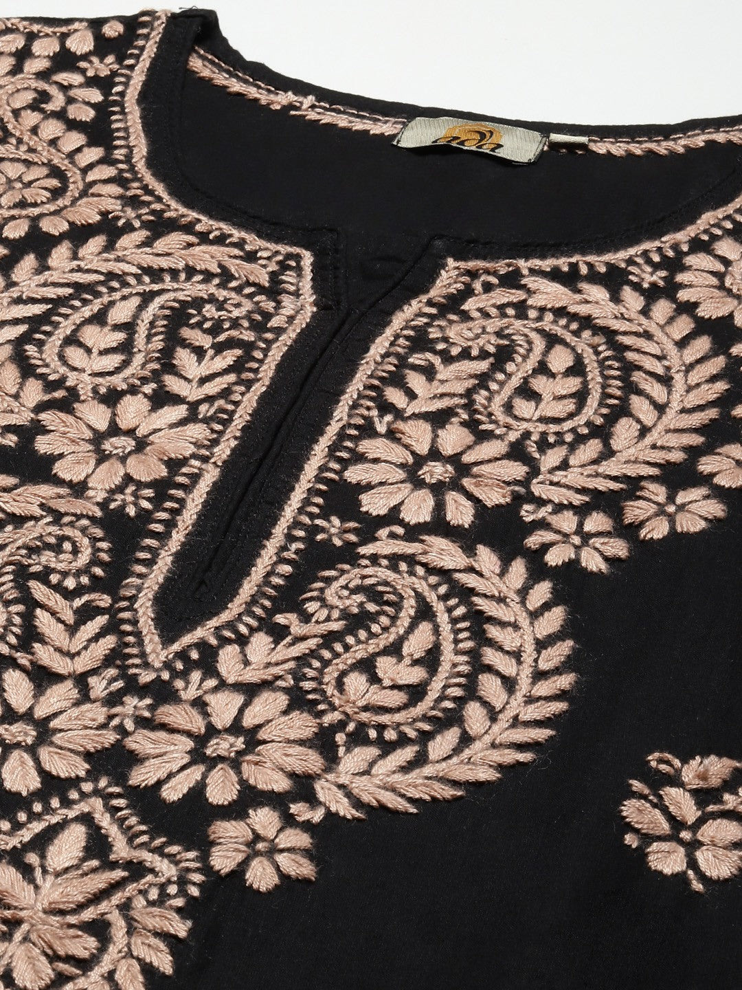Ada Hand Embroidered Black Cotton Lucknow Chikankari Straight Kurta A411338