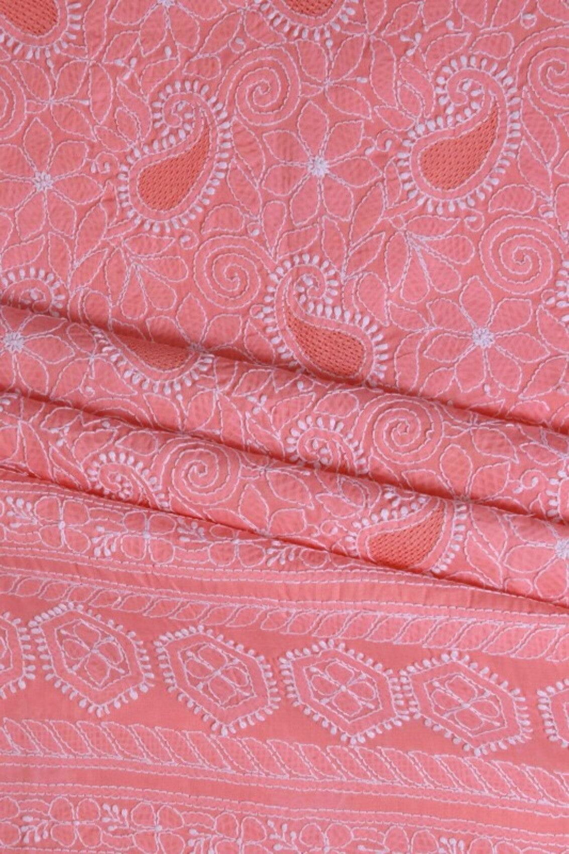 Ada Hand Embroidered Pink Cotton Lucknowi Chikankari Unstitched Suit Piece 01A22771