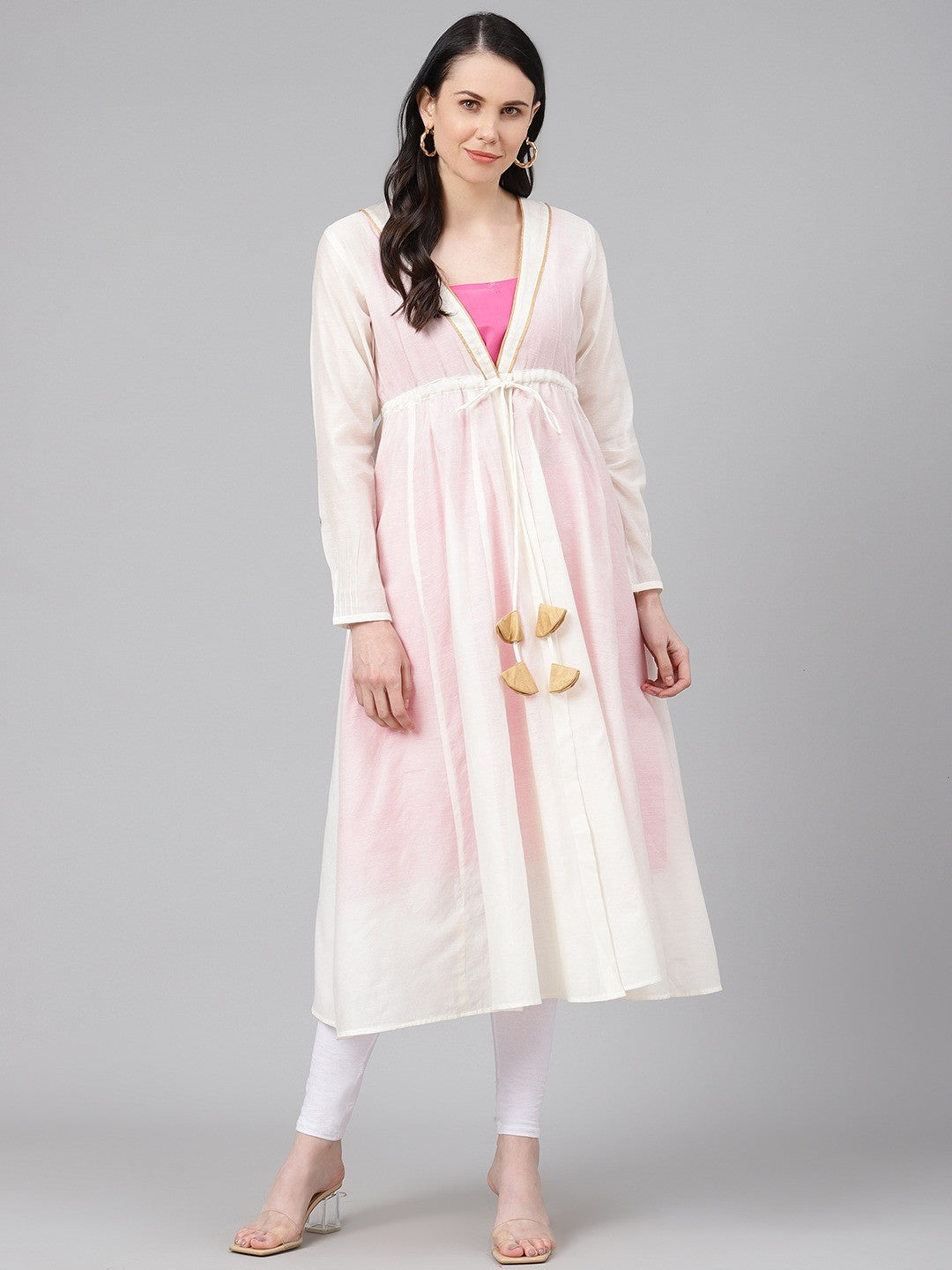 Ada Onion Pink and Black Cotton Long Slips Combo of 2 A293039.