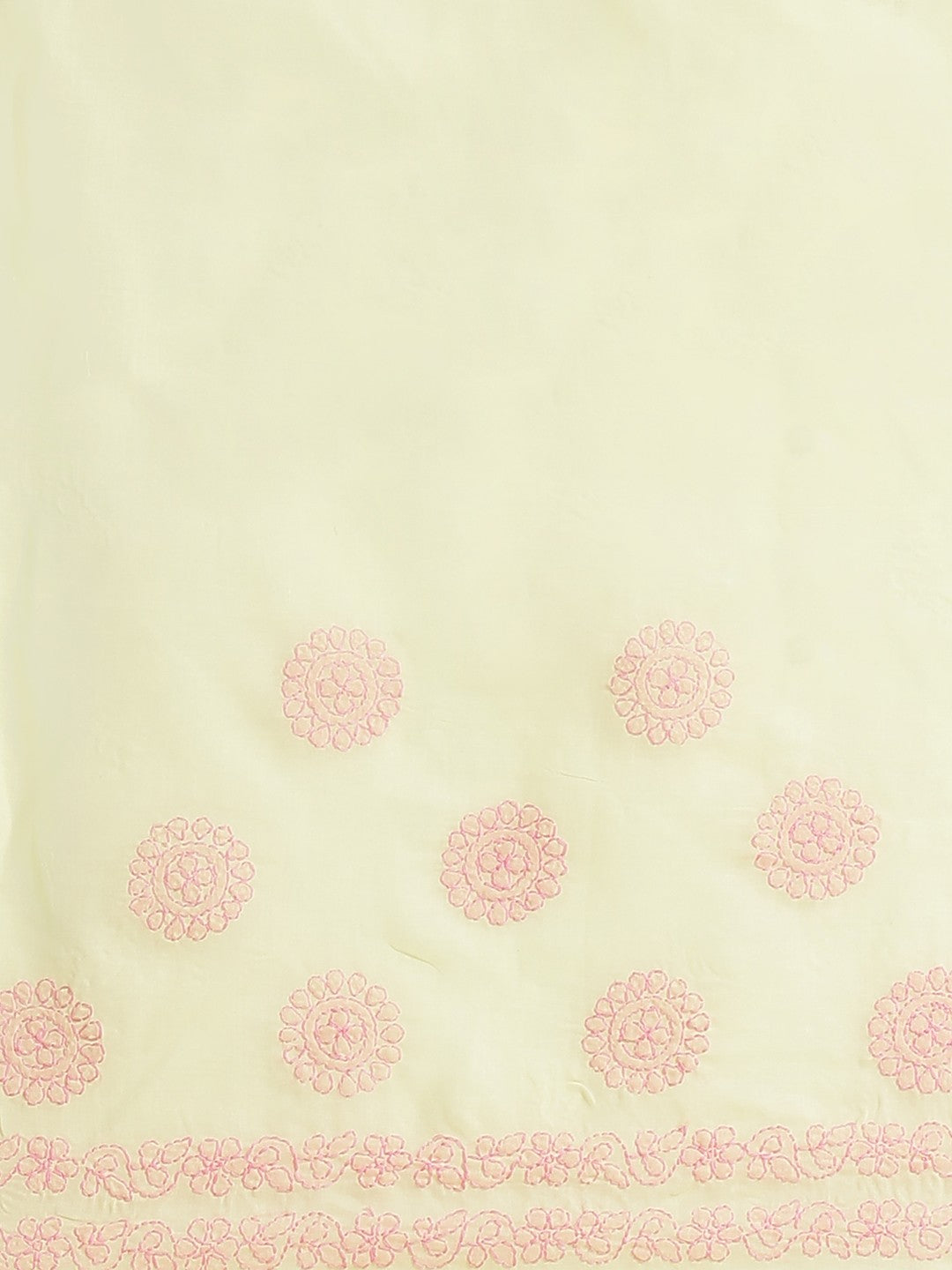 Ada Hand Embroidered Lemon Cotton Lucknow Chikan Saree With Blouse-A311170