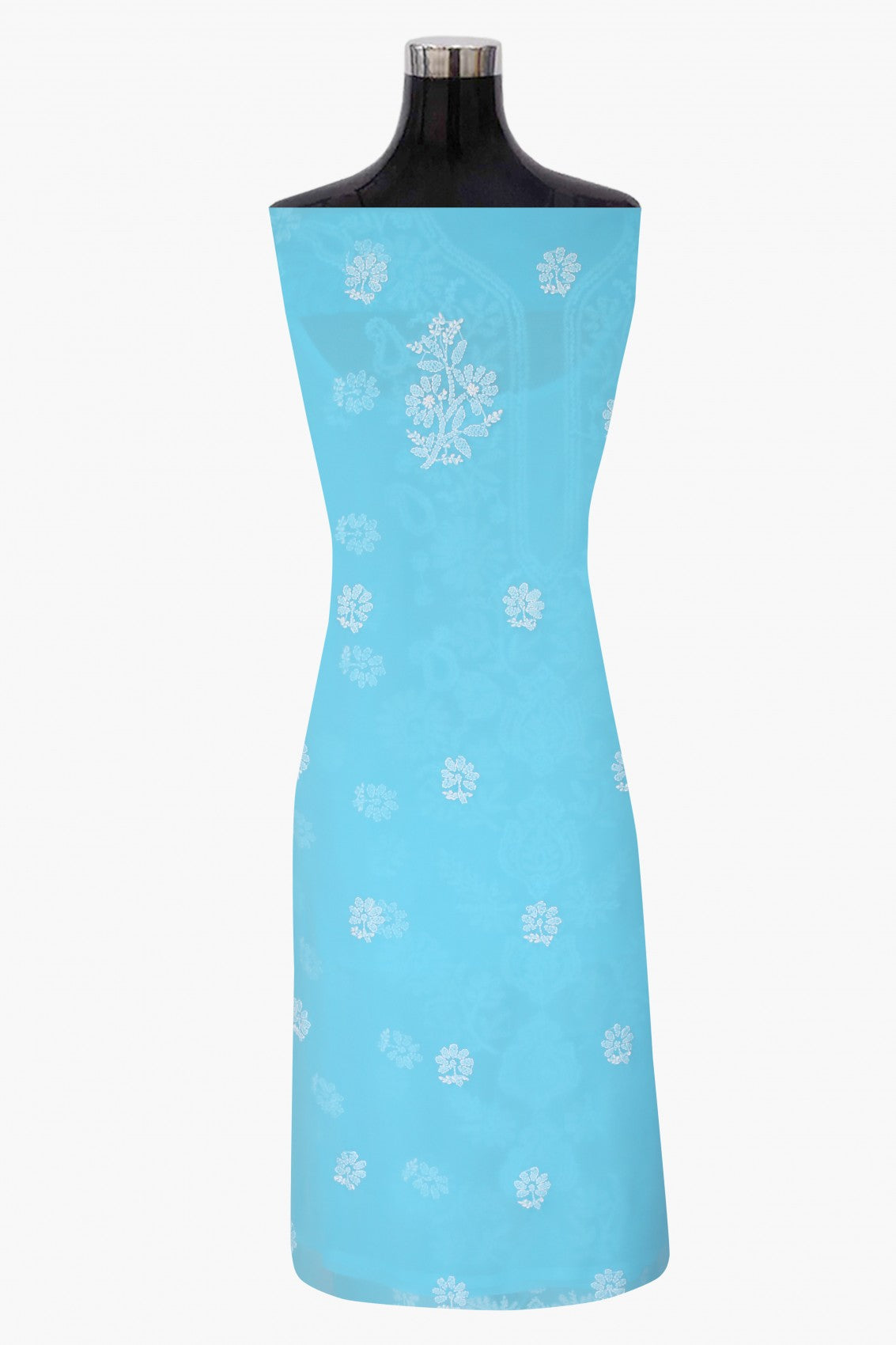Ada Hand Embroidered Blue Georgette Lucknowi Chikankari Unstitched Suit Piece A211251