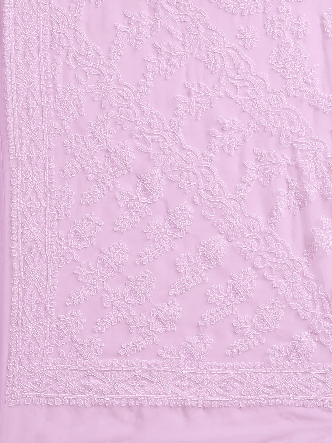 Ada Hand Embroidered Mauve Georgette Lucknow Chikan Saree With Blouse  A183518