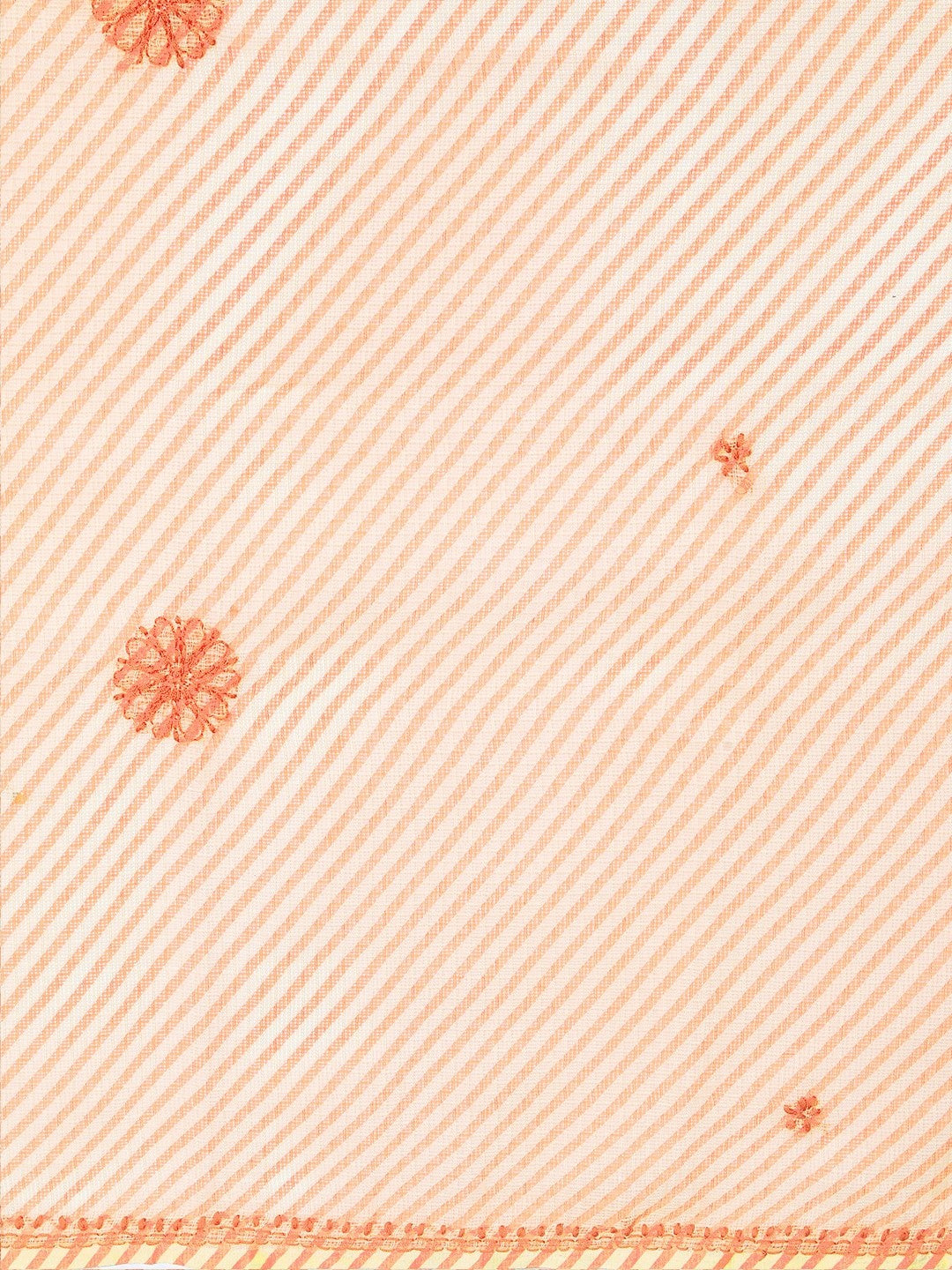 Ada Hand Embroidered Peach Kota Lucknow Chikan Saree With Blouse A311350