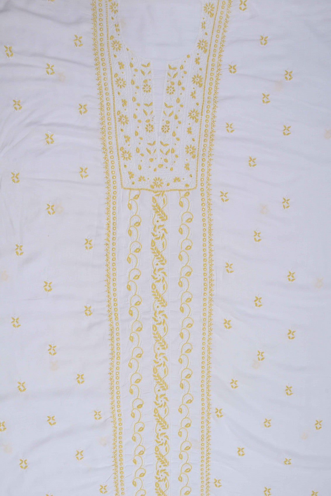 Ada Hand Embroidered White Muslin Lucknowi Chikankari Unstitched Suit Piece 01A68487