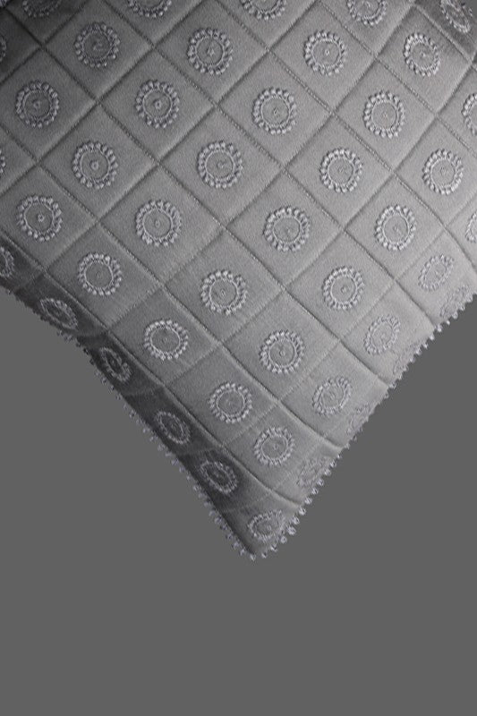 Ada Hand Embroidered Grey Cotton Lucknowi Chikankari Cushion Cover 01A247006