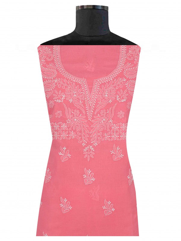 Ada Hand Embroidered Hot Pink Cotton Lucknowi Chikan Unstitched Suit Piece A266773