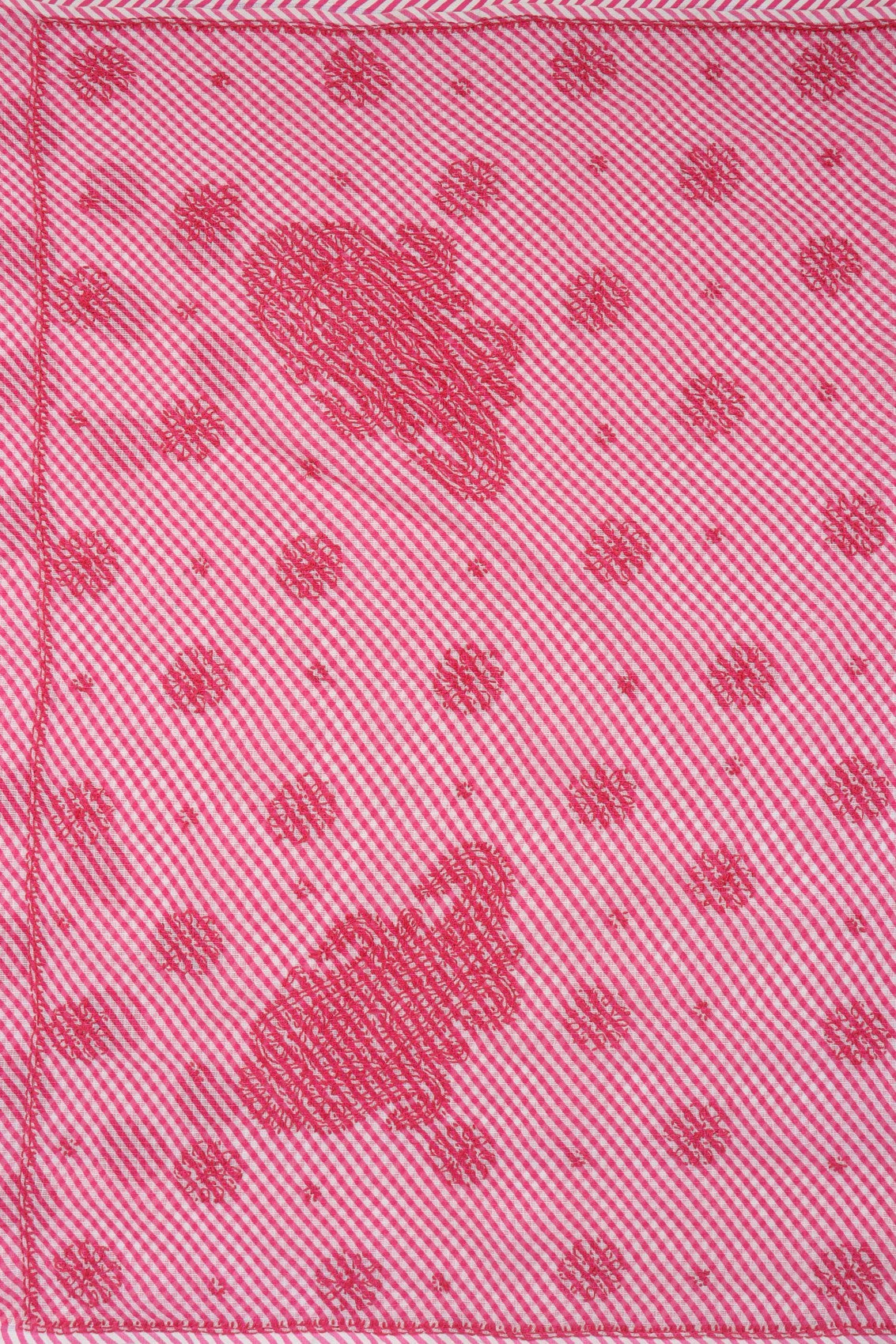 Ada Hand Embroidered Carrot Pink Kota Lucknow Chikan Saree With Blouse A311353