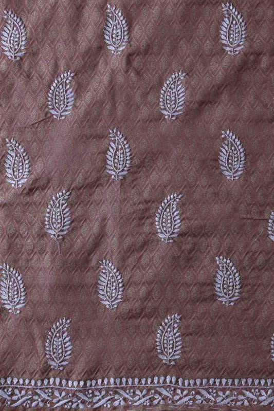 Ada Hand Embroidered Copper Brocade Lucknow Chikankari Men's Kurta Piece-A93080