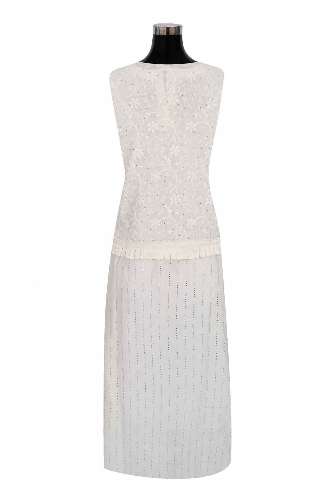 Ada Hand Embroidered Cream Chanderi Lucknowi Chikankari Kurta/Jacket With Muqaish Work A597292