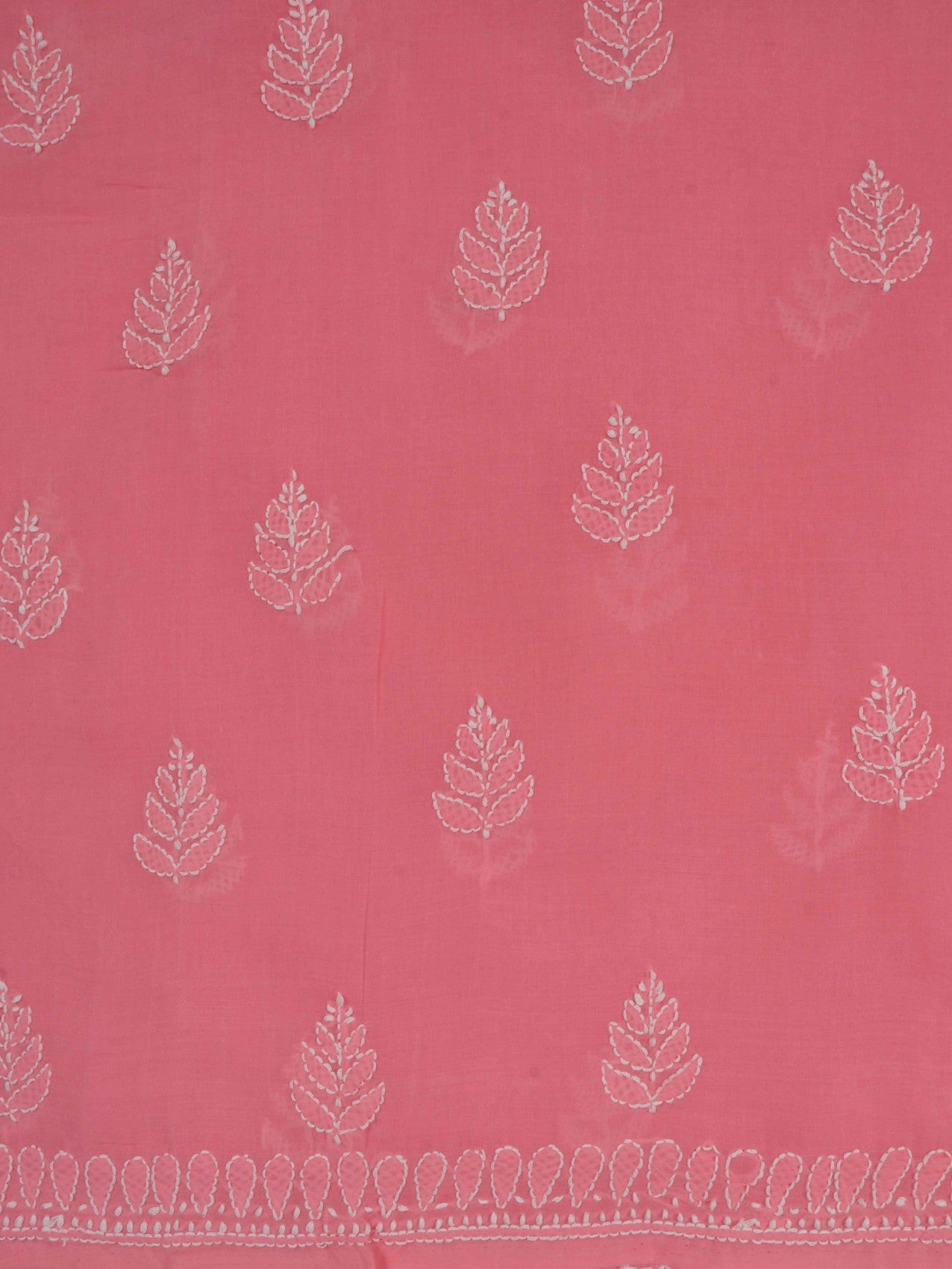 Ada Hand Embroidered Carrot Pink Cotton Lucknowi Chikankari Unstitched Suit Piece 01A204086
