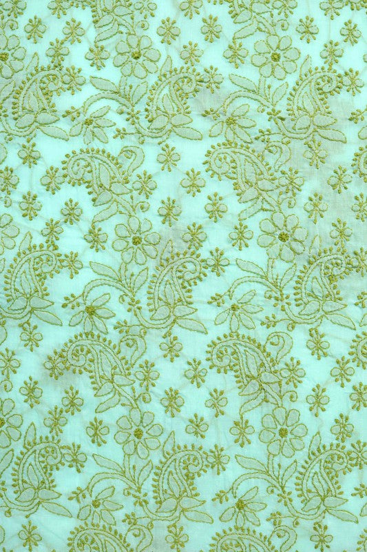 Ada Hand Embroidered Sea Green Cotton Lucknowi Chikan Unstitched Suit Piece A603846