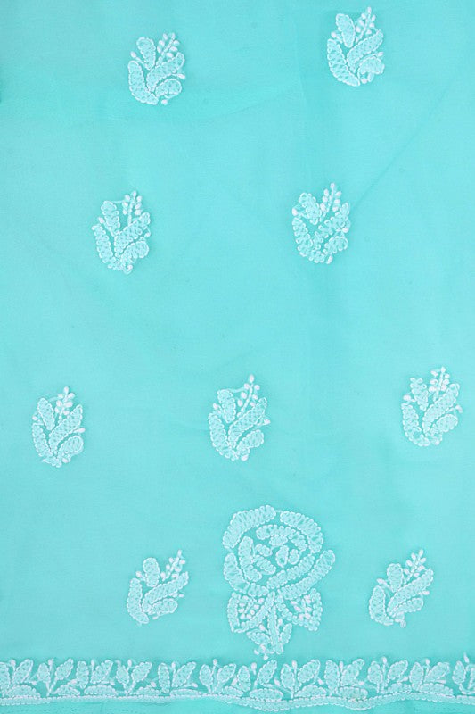 Ada Hand Embroidered Sea Green Georgette Lucknowi Chikankari Unstitched Suit Piece A211211