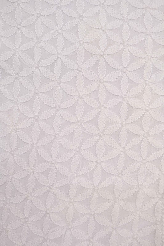 Ada Hand Embroidered White Georgette Lucknowi Chikan Unstitched Kurta Piece A602110
